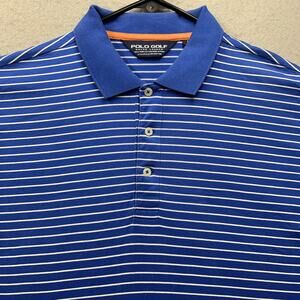 Polo Golf Ralph Lauren Blue Striped Short Sleeve Polo Shirt Men's Large